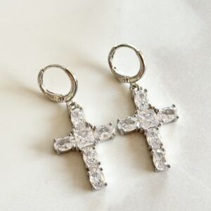 “Silver Crystal Earrings”